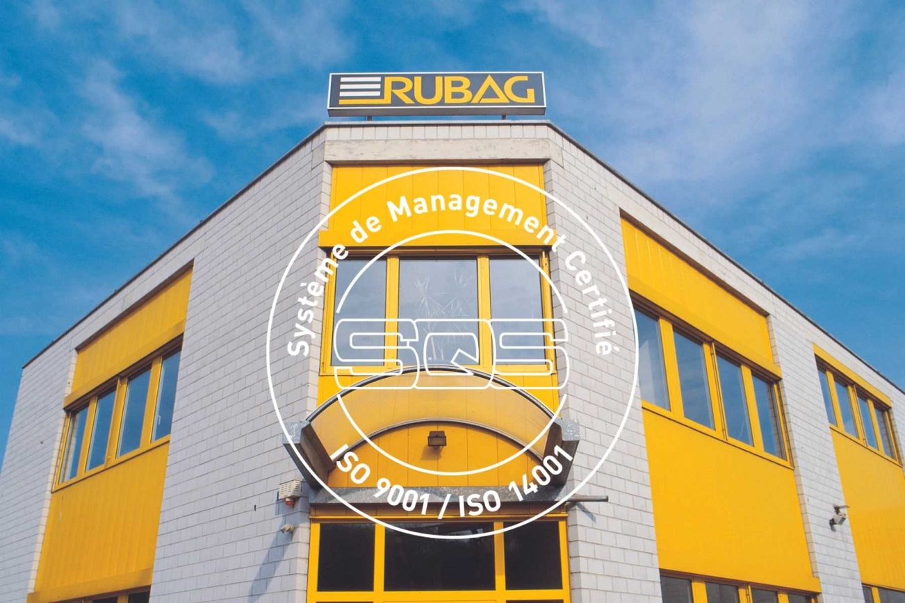 RUBAG Gebäude mit weissem ISO Logo