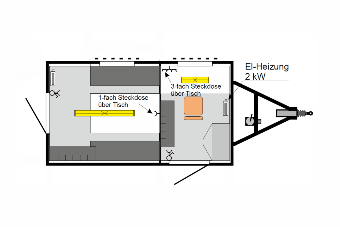 Zeichnung Grundriss RUBAG Bauwagen AT400 EB